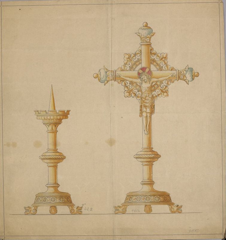Projet de croix et de chandelier de style gothique