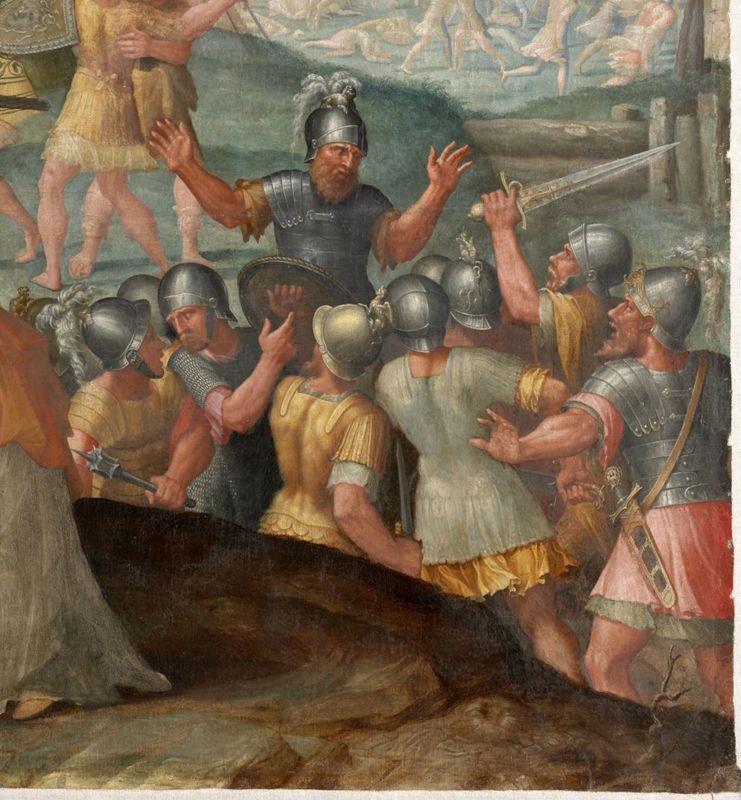 De cyclus van de Deugdzame vrouwen: Judith bergt het hoofd van Holofernes in de etenszak van Abra