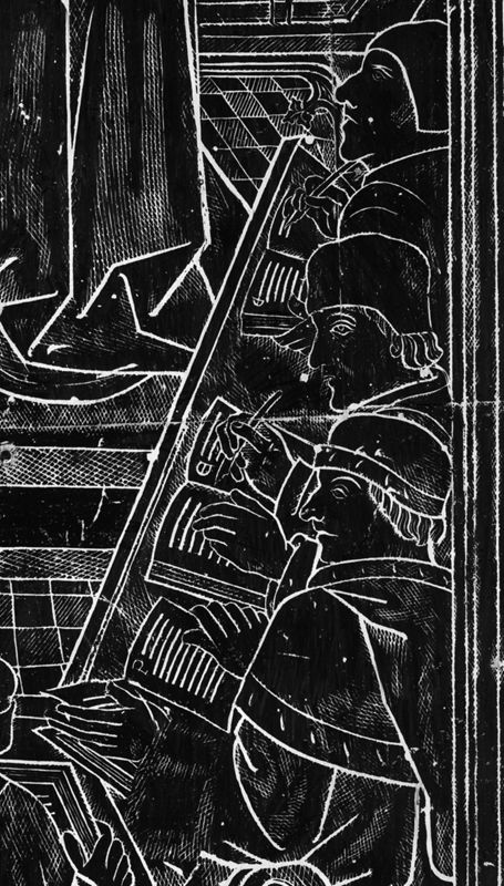 Wrijfprent van grafplaat van Jacob van Schelewaerts (+ 1483) (Brugge, Sint-Salvatorskerk)
