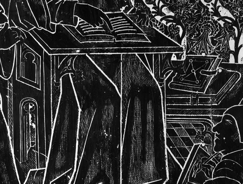 Wrijfprent van grafplaat van Jacob van Schelewaerts (+ 1483) (Brugge, Sint-Salvatorskerk)