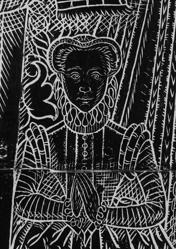 Wrijfprent van grafplaat van Francisco de la Puebla (+ 1577) en echtgenote Marie van Marivoorde (+ 1573) (Brugge, Sint-Jacobskerk)