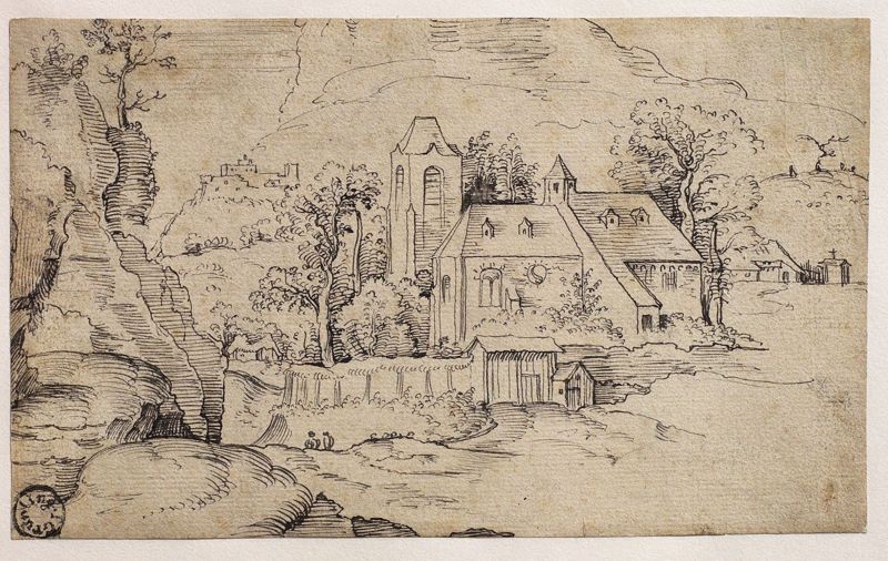 Landschap met een dorpskerk