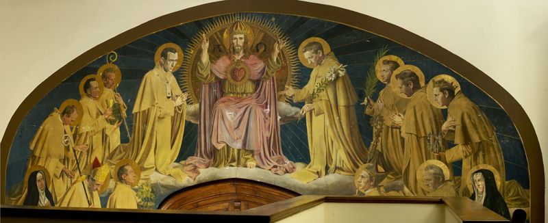 H. Hart van Jezus omringd door heilige Norbertijnen