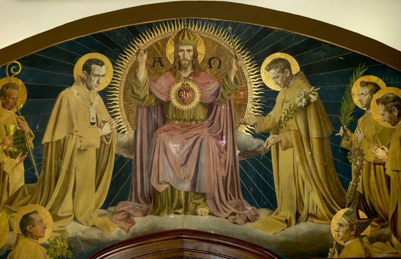 H. Hart van Jezus omringd door heilige Norbertijnen