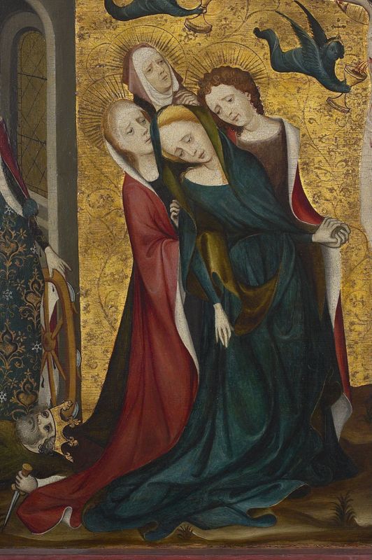 Kruisiging met de Heiligen Catharina en Barbara of Calvarie van de Huidenvetters
