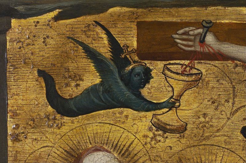 Kruisiging met de Heiligen Catharina en Barbara of Calvarie van de Huidenvetters