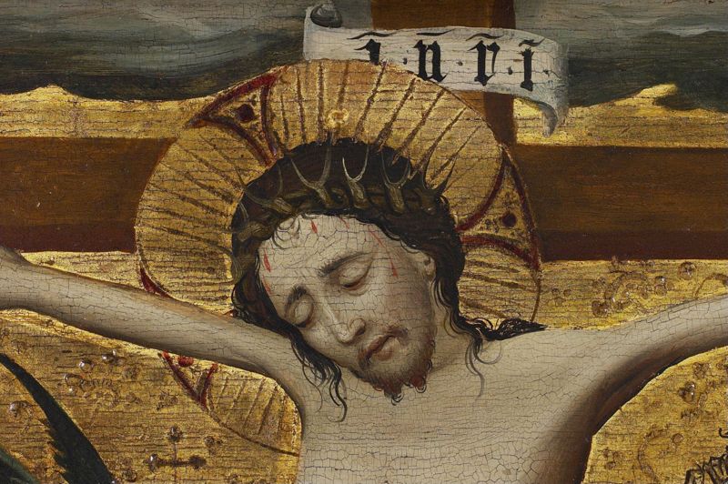 Kruisiging met de Heiligen Catharina en Barbara of Calvarie van de Huidenvetters