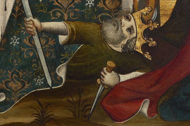 Kruisiging met de Heiligen Catharina en Barbara of Calvarie van de Huidenvetters