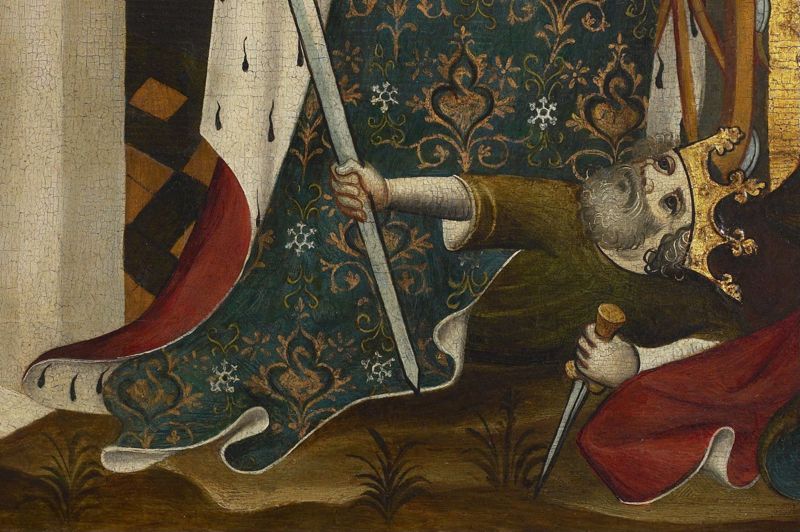 Kruisiging met de Heiligen Catharina en Barbara of Calvarie van de Huidenvetters