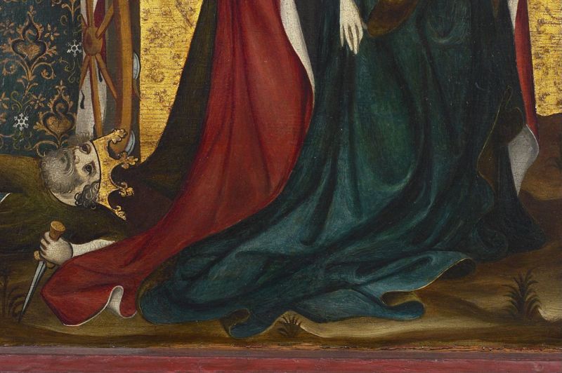 Kruisiging met de Heiligen Catharina en Barbara of Calvarie van de Huidenvetters