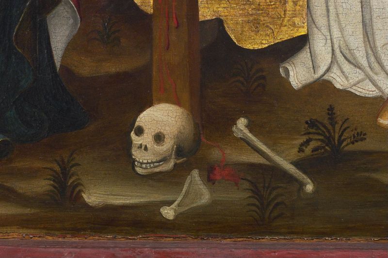 Kruisiging met de Heiligen Catharina en Barbara of Calvarie van de Huidenvetters