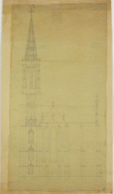Plan voor de toren van de abdijkerk