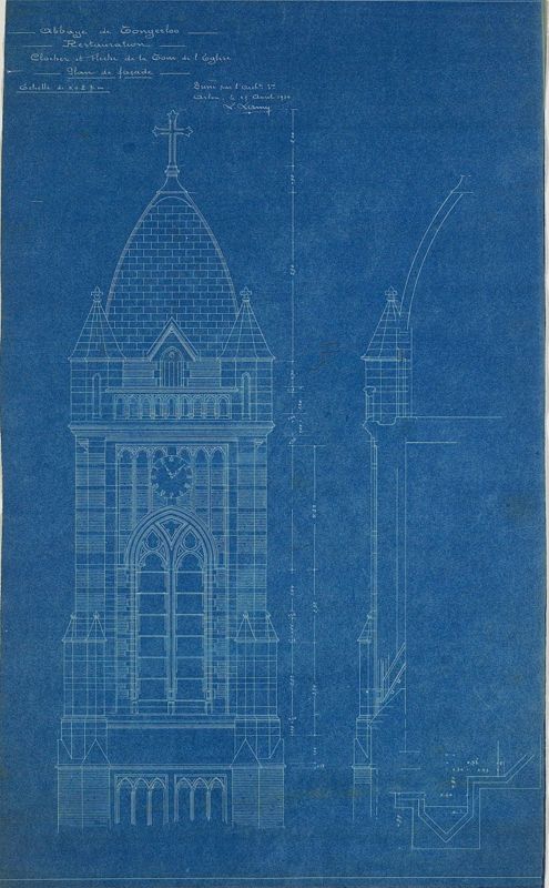 Plan van de torenspits van de abdijkerk